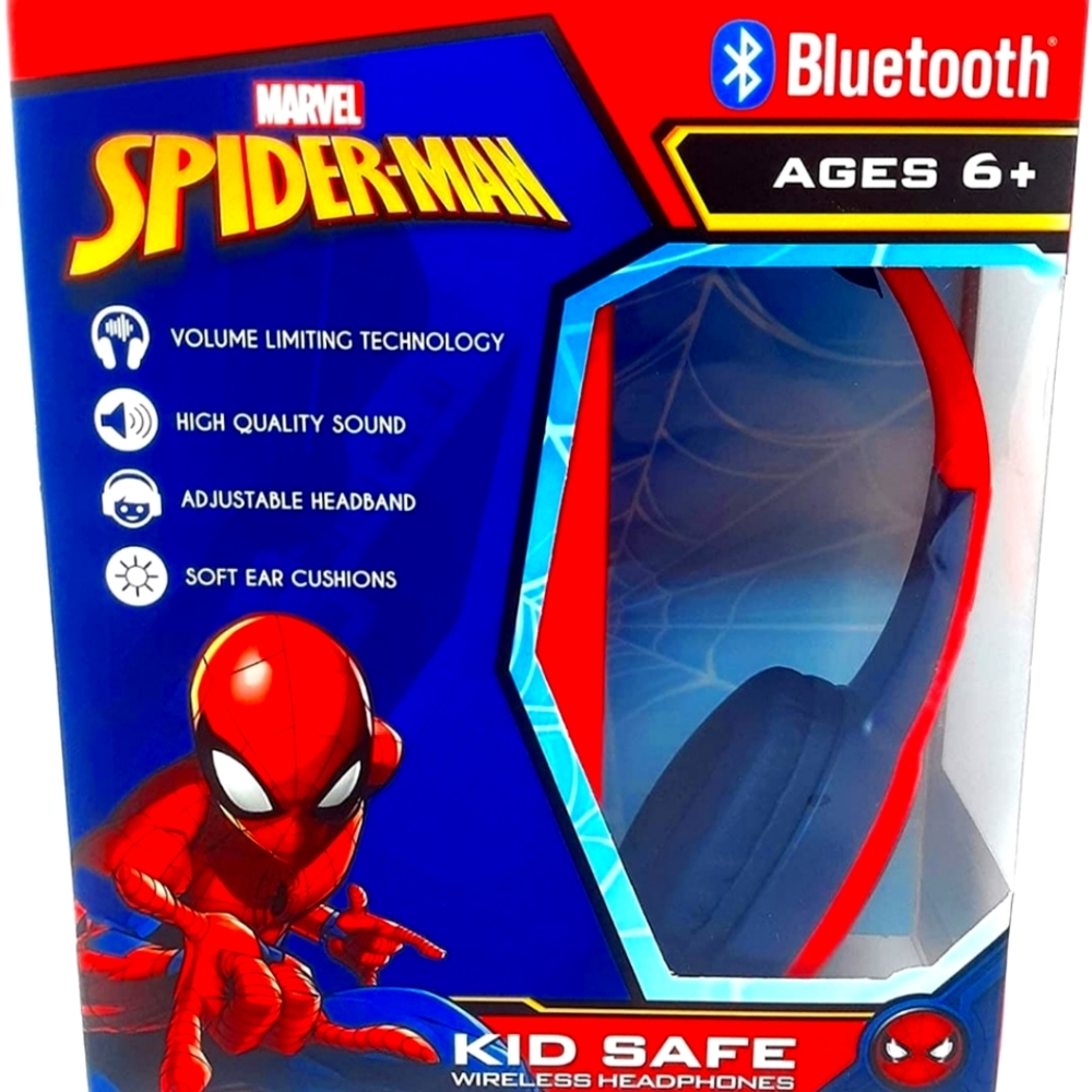 Wireless Bluetooth Headphones Marvel Spiderman Volume Control Kid-Safe.